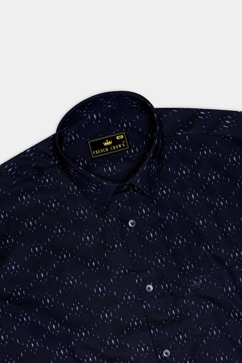 Ebony Blue Printed Premium Cotton Shirt 5