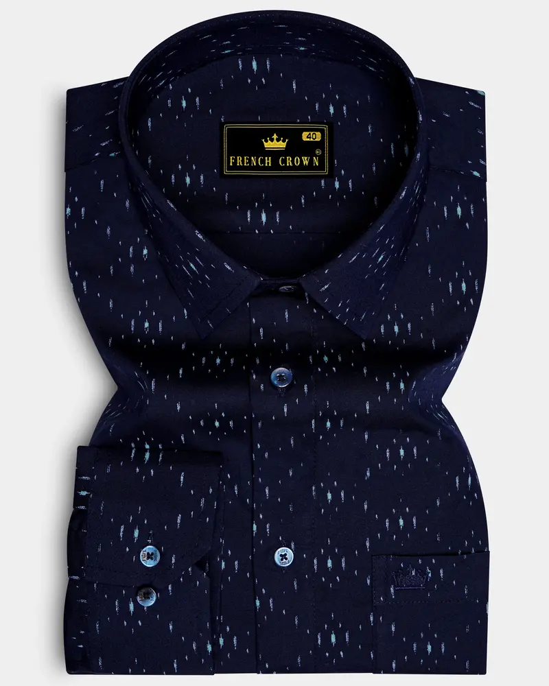 Ebony Blue Printed Premium Cotton Shirt 6