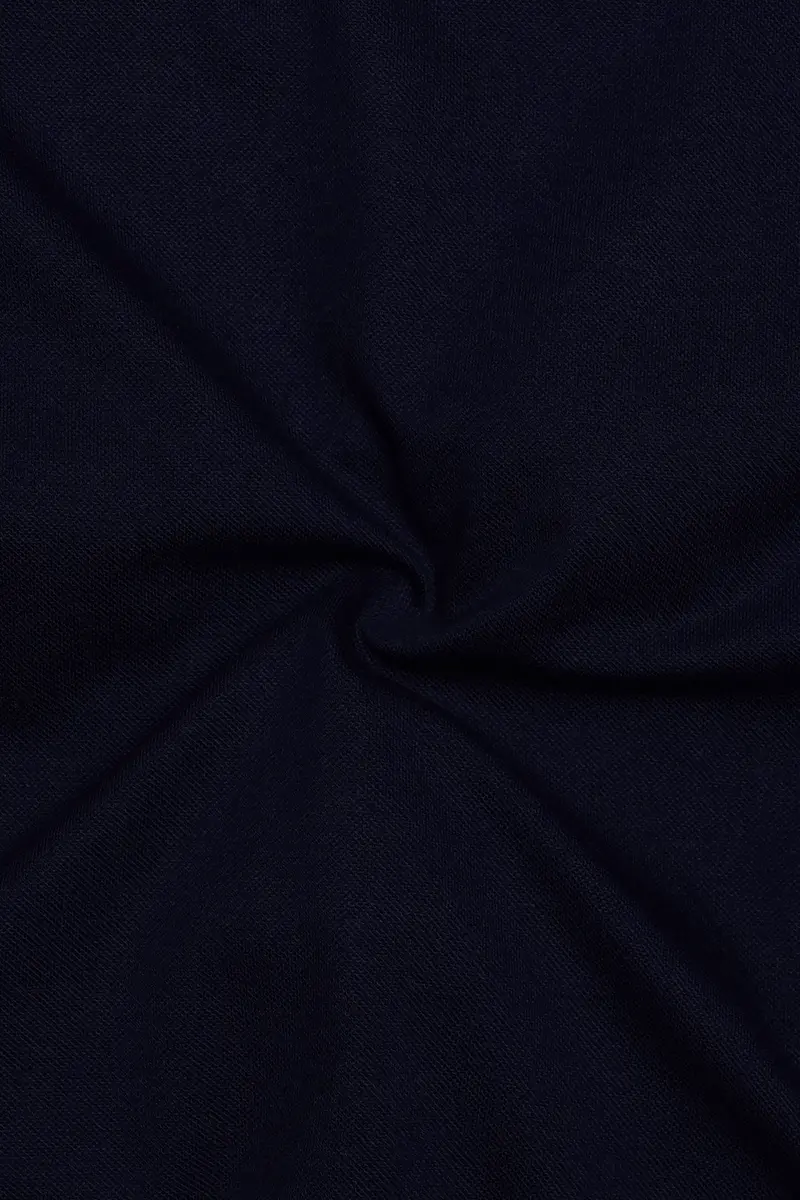 Ebony Blue Solid Premium Cotton Pique Polo 3