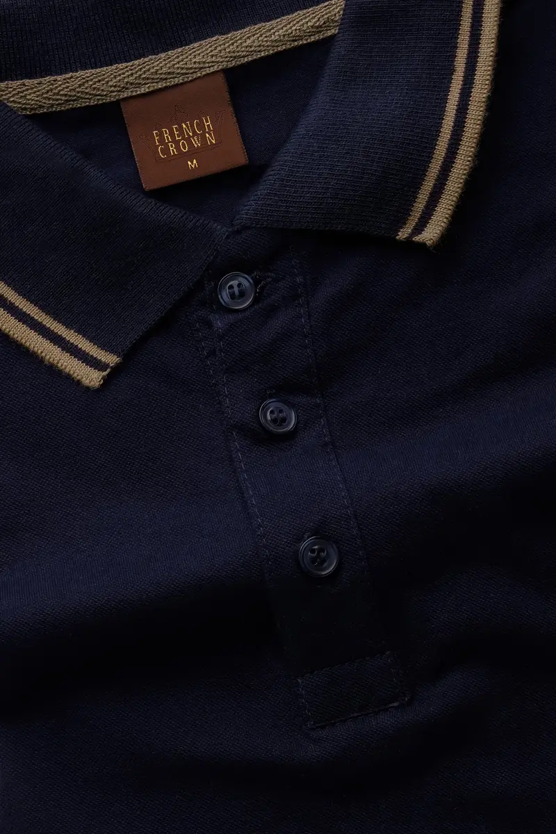 Ebony Blue Solid Premium Cotton Pique Polo 4