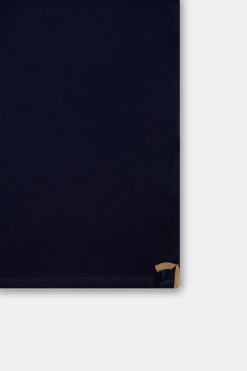 Ebony Blue Solid Premium Cotton Pique Polo 5