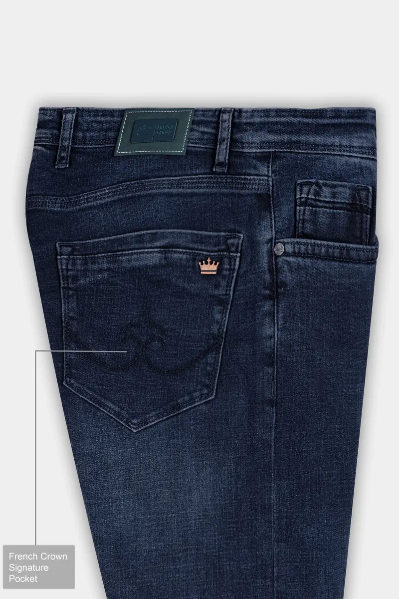 Ebony Blue Stone Wash Stretchable Denim 7
