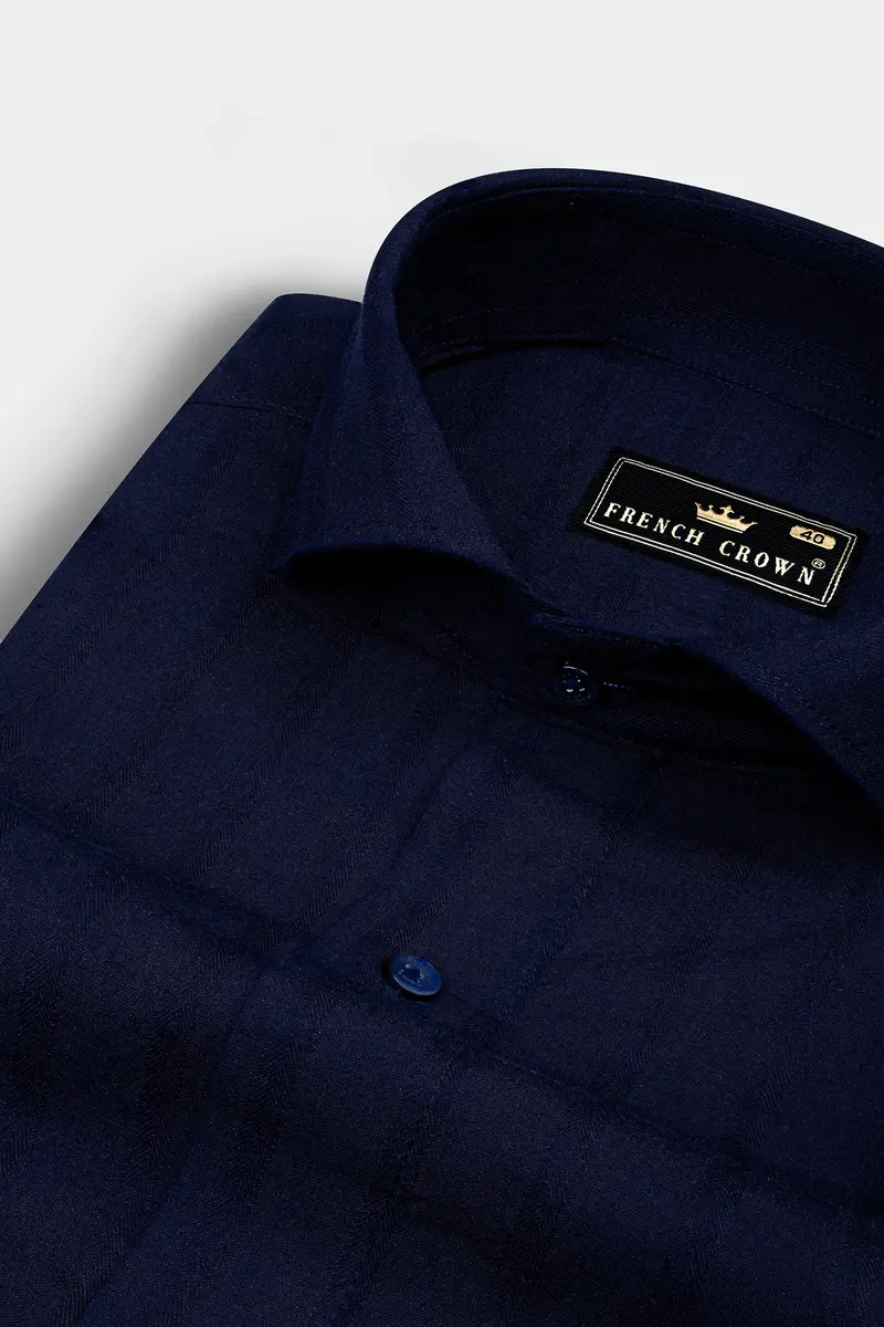 Ebony Blue Super Soft Dobby Premium Cotton Shirt 1