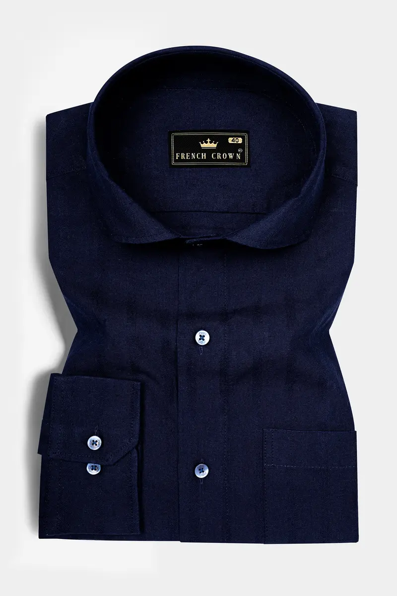 Ebony Blue Super Soft Dobby Premium Cotton Shirt 3