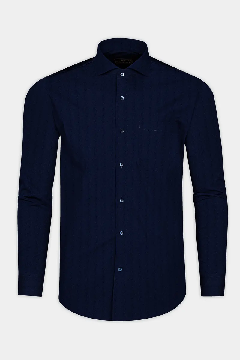 Ebony Blue Super Soft Dobby Premium Cotton Shirt 4