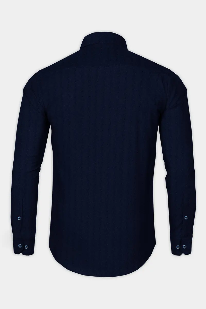 Ebony Blue Super Soft Dobby Premium Cotton Shirt 5