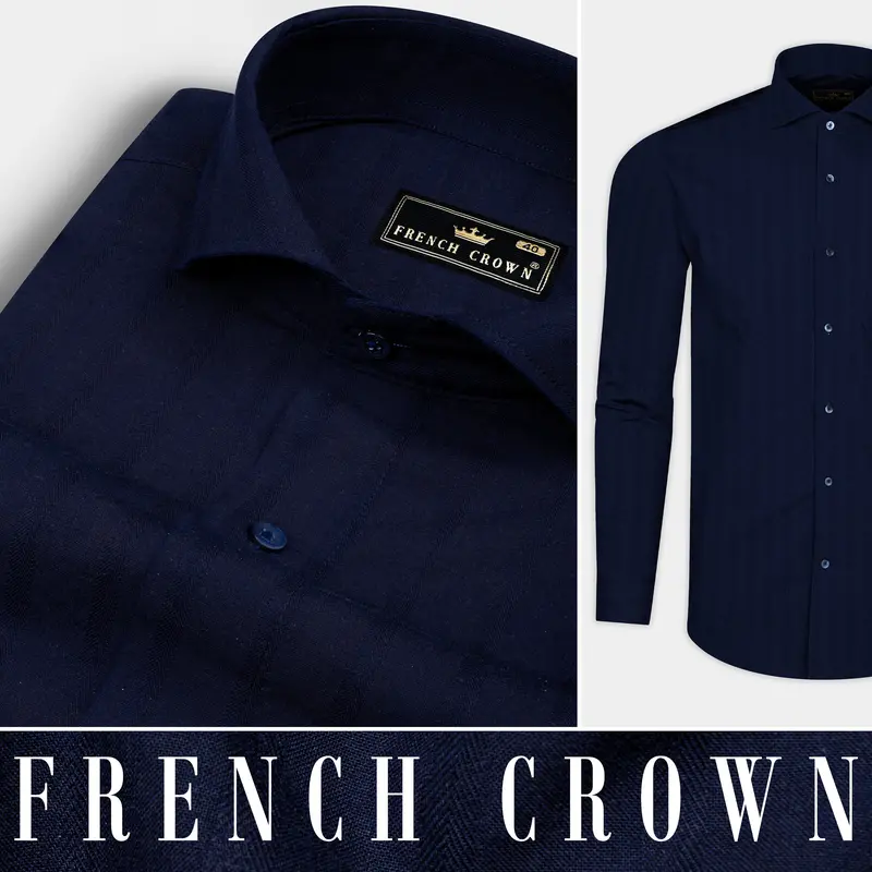 Ebony Blue Super Soft Dobby Premium Cotton Shirt 9