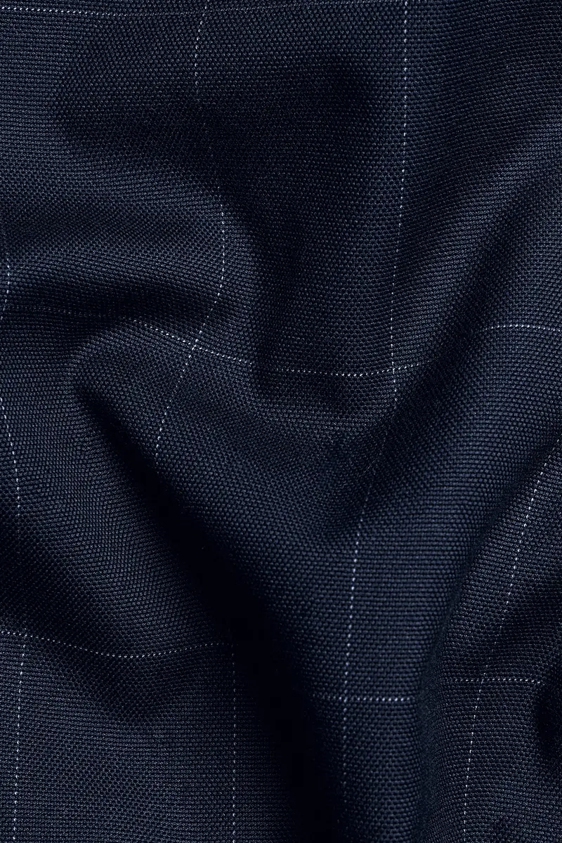 Ebony Blue Windowpane Premium Cotton Double Breasted Blazer 3