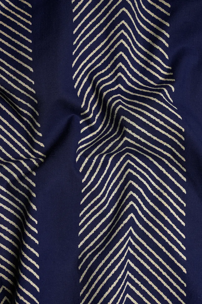 Ebony Clay Blue And Almond Geometric Print Super Soft Premium Cotton Off-Shoulder Dress 3