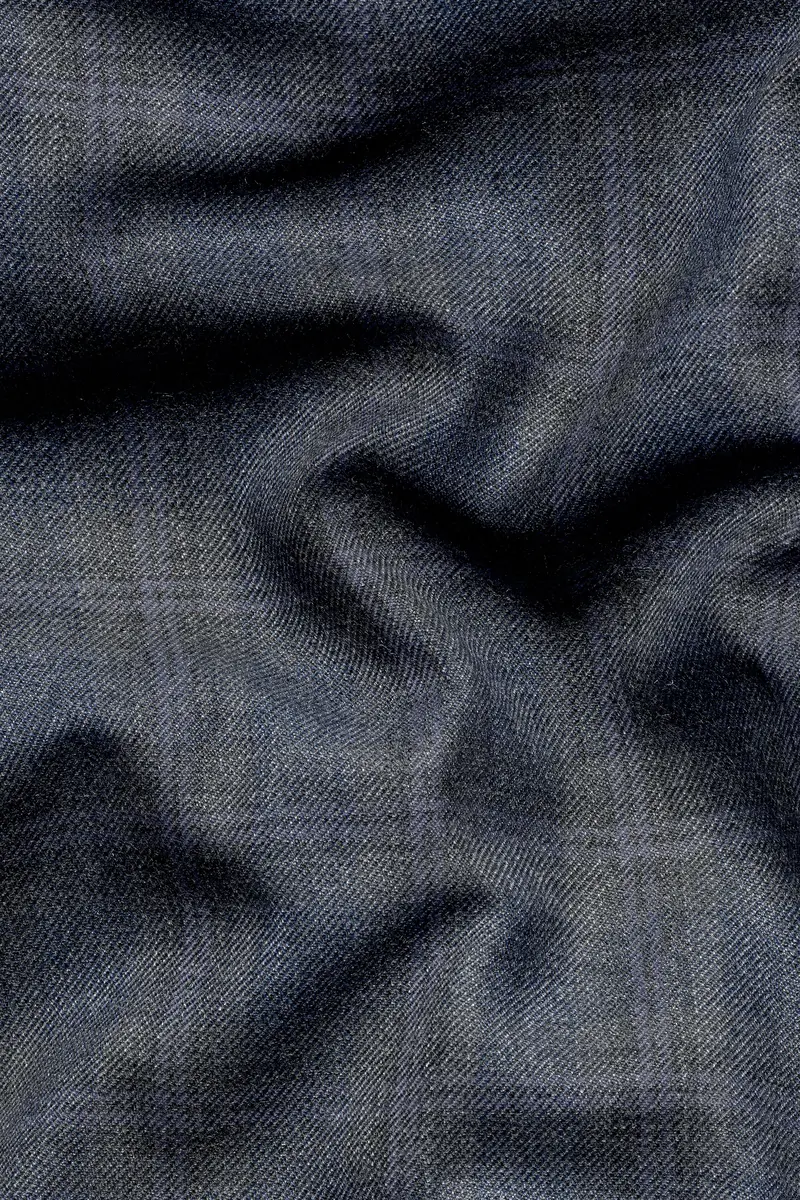 Ebony Clay Blue And Gravel Gray Plaid Waistcoat 3