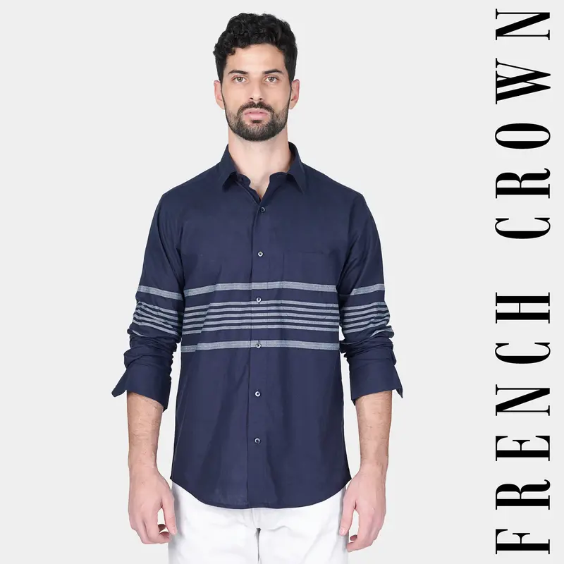 Ebony Clay Blue And Lynch Gray Striped Royal Oxford Shirt 1