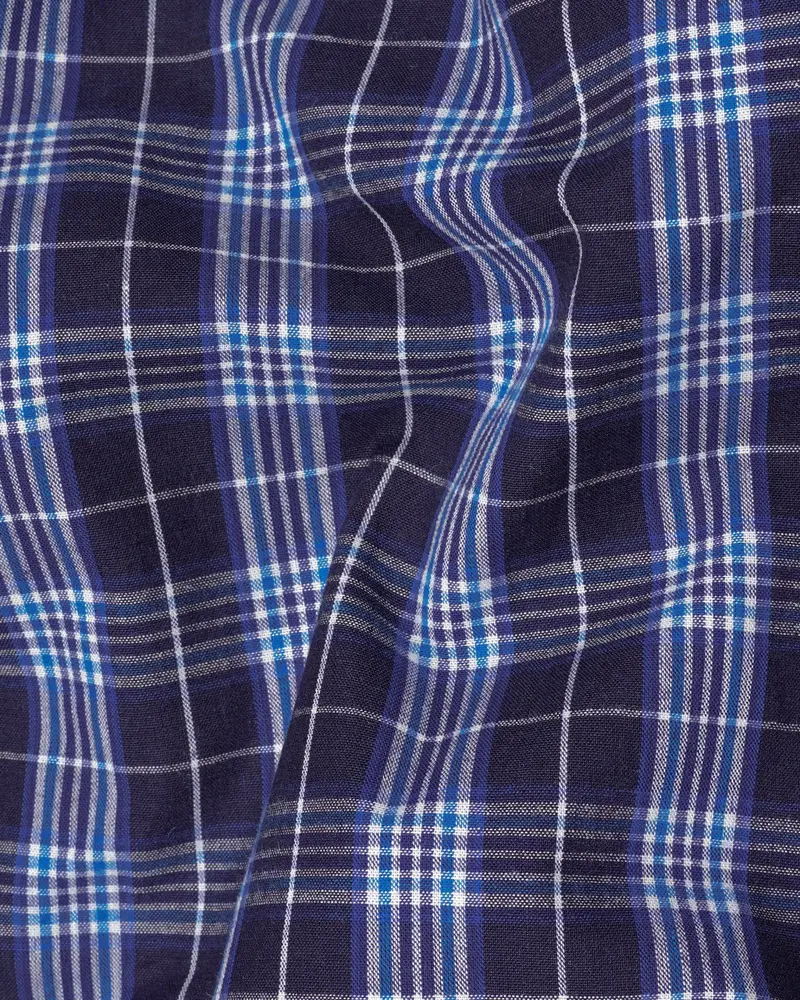 Ebony Clay Blue And Twilight Blue Windowpane Premium Cotton Shirt 2