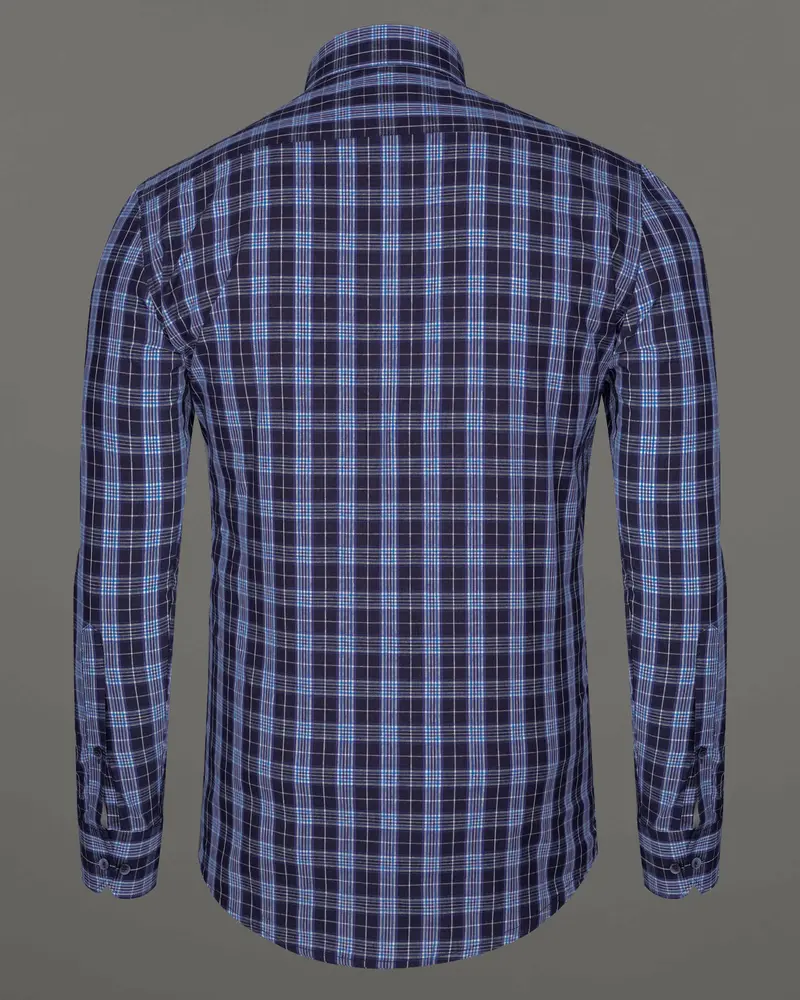 Ebony Clay Blue And Twilight Blue Windowpane Premium Cotton Shirt 6