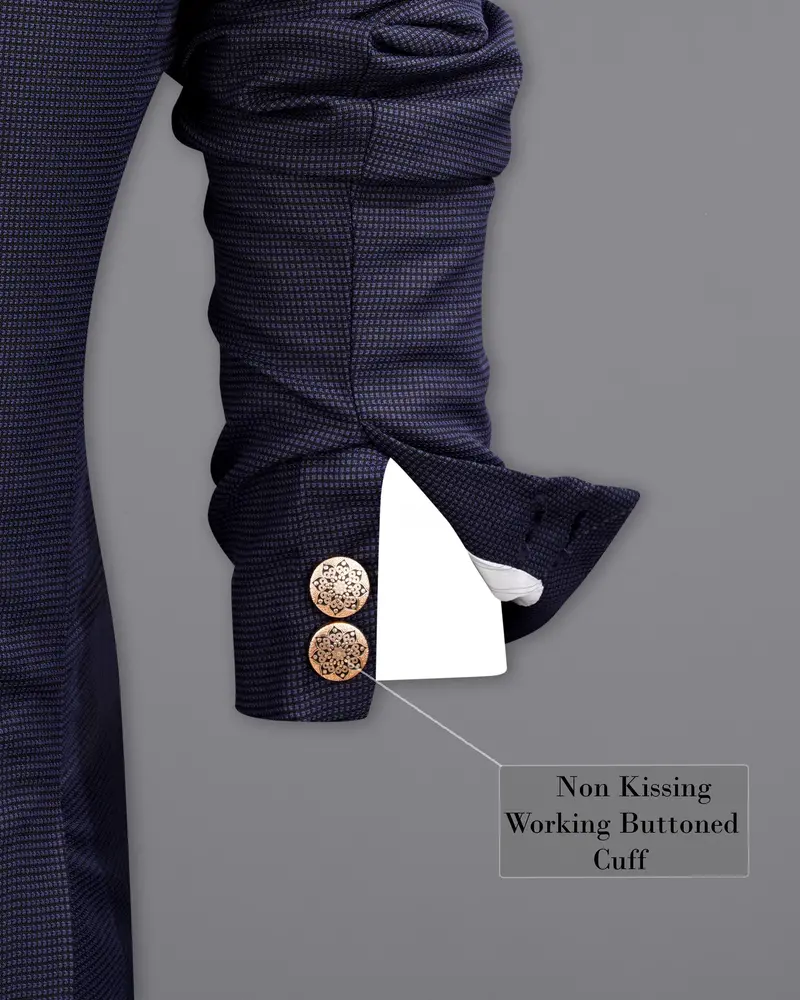 Ebony Clay Blue Cross Placket Bandhgala Suit 11