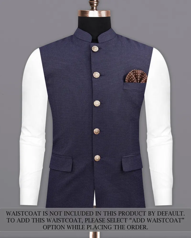 Ebony Clay Blue Cross Placket Bandhgala Suit 15