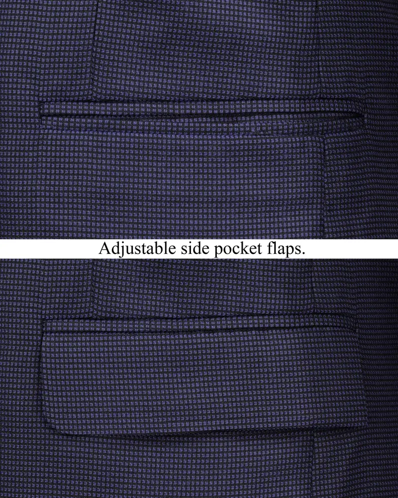 Ebony Clay Blue Cross Placket Bandhgala Suit 6