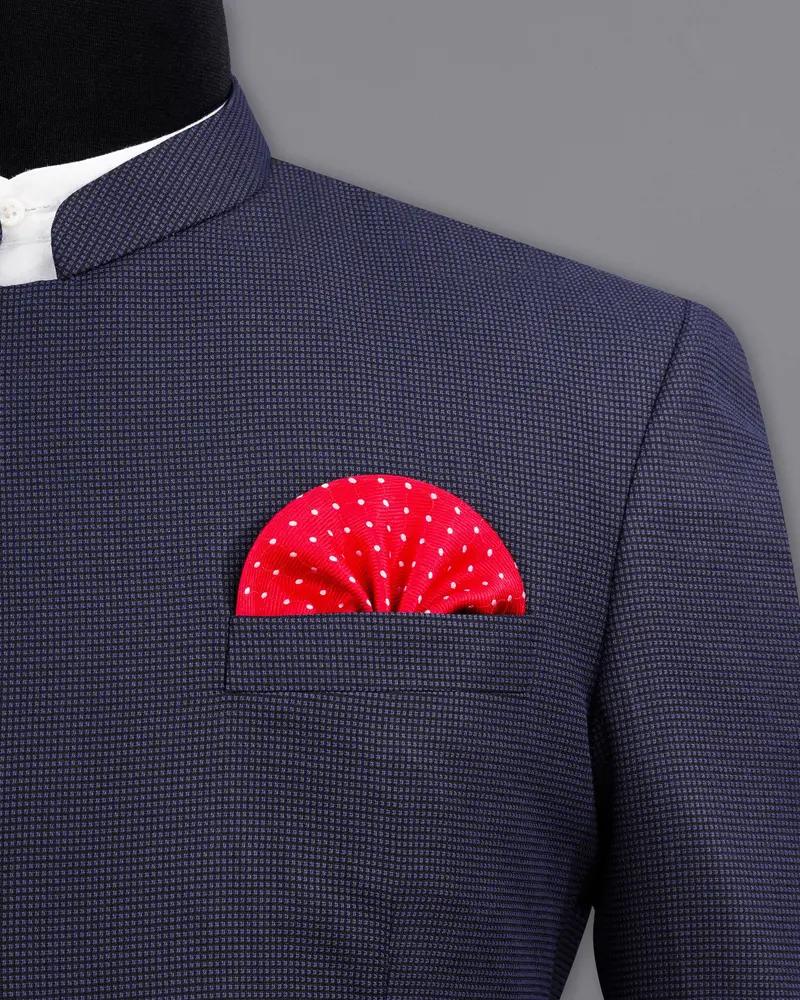 Ebony Clay Blue Cross Placket Bandhgala Suit 7