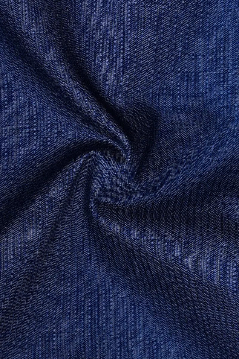 Ebony Clay Blue Dobby Textured Premium Giza Cotton Kurta Shirt 3