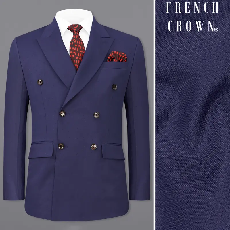 Ebony Clay Blue Double Breasted Blazer 1