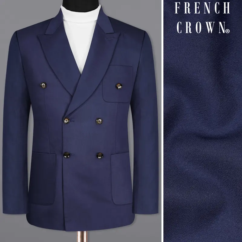 Ebony Clay Blue Double Breasted Sports Blazer 1
