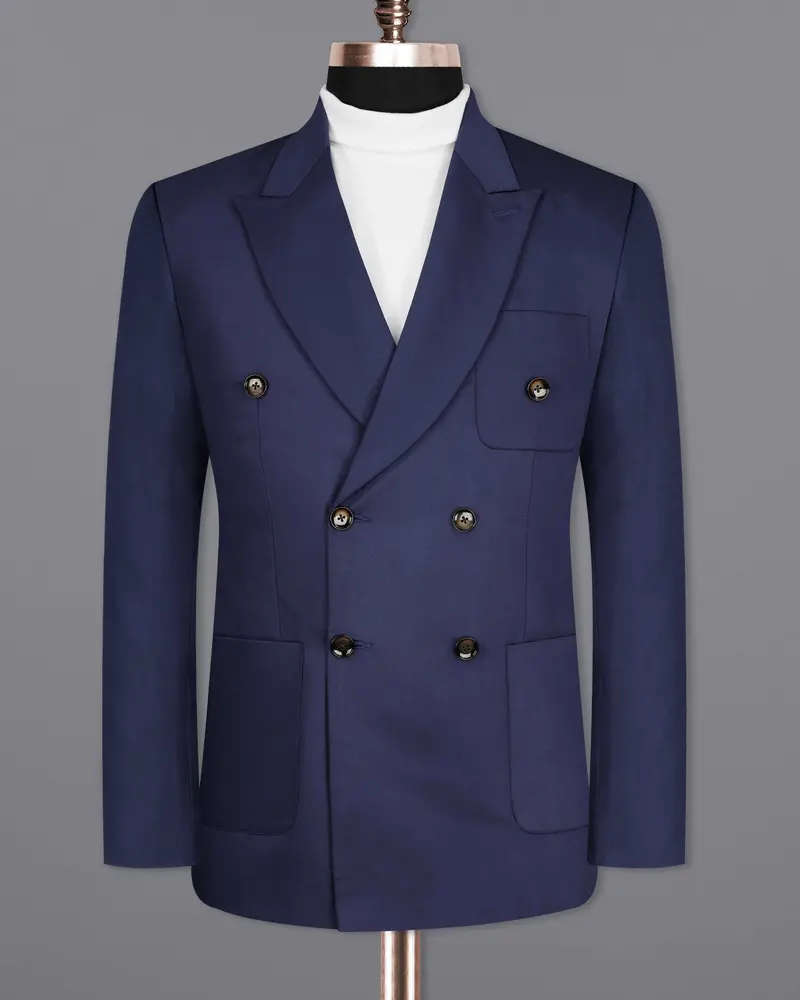 Ebony Clay Blue Double Breasted Sports Blazer 7