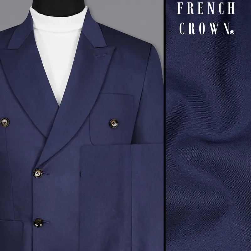 Ebony Clay Blue Double Breasted Sports Suit 1