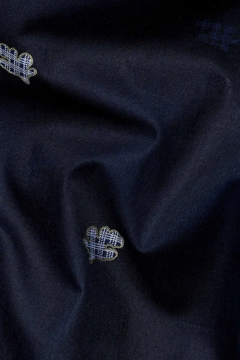 Ebony Clay Blue Jacquard Textured Premium Giza Cotton Shirt 2