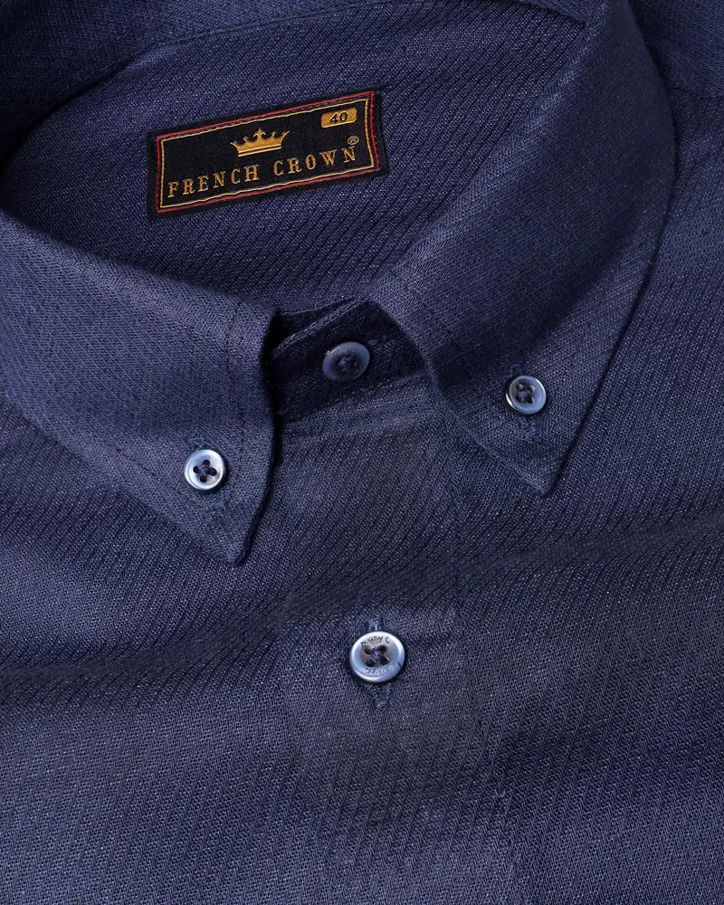Ebony Clay Blue Luxurious Linen Shirt 1