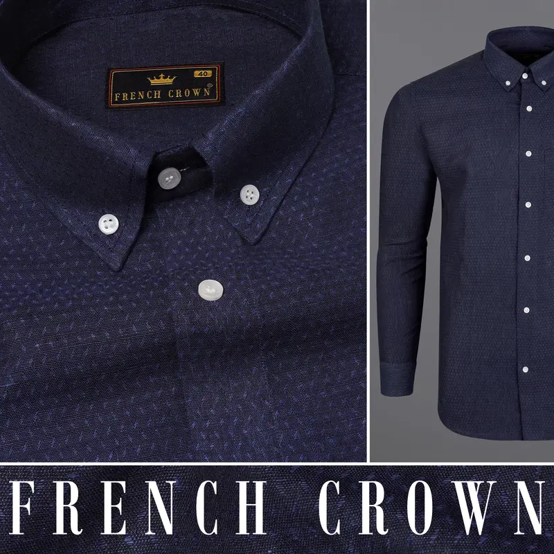 Ebony Clay Blue Luxurious Linen Shirt 10