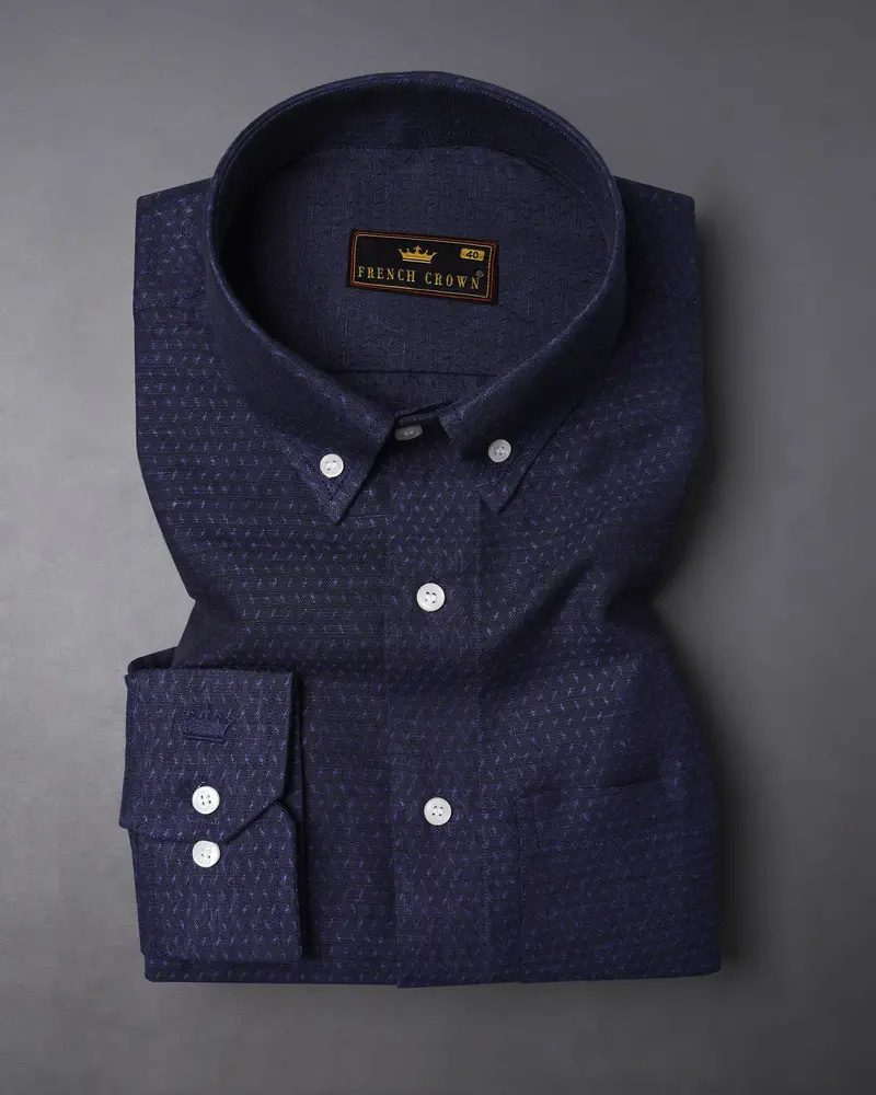 Ebony Clay Blue Luxurious Linen Shirt 3