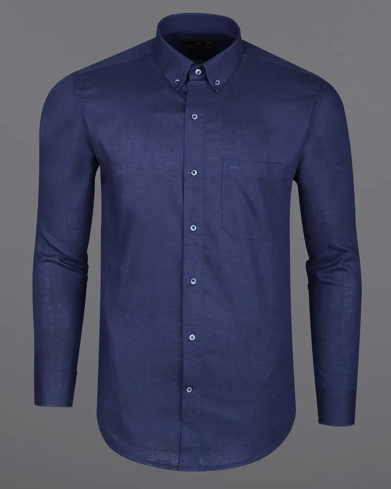 Ebony Clay Blue Luxurious Linen Shirt 5