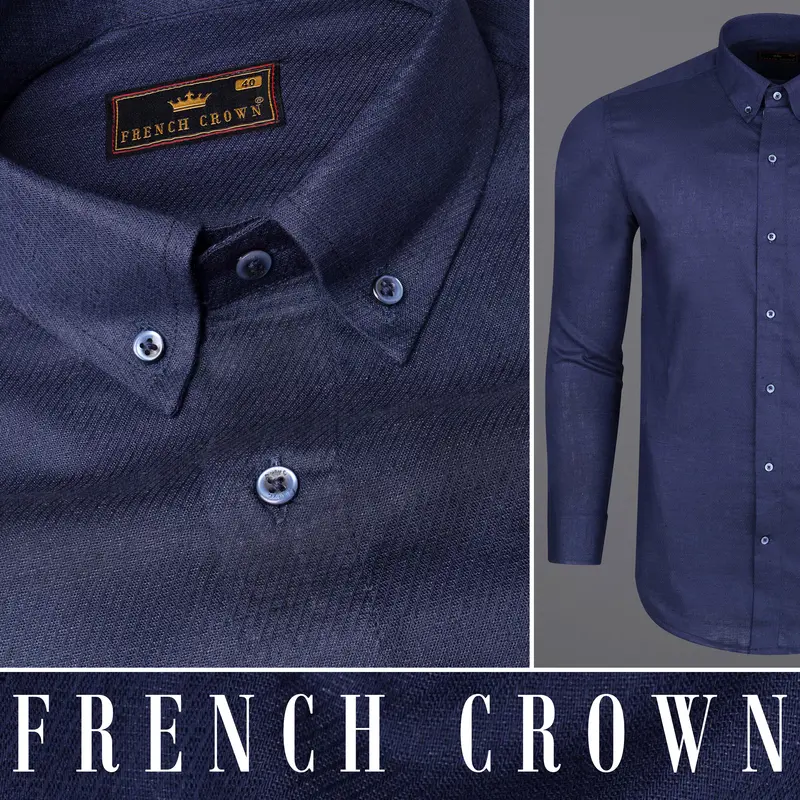 Ebony Clay Blue Luxurious Linen Shirt 9