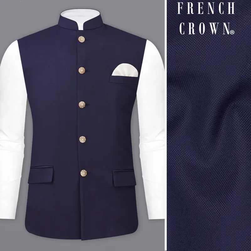 Ebony Clay Blue  Nehru Jacket 1