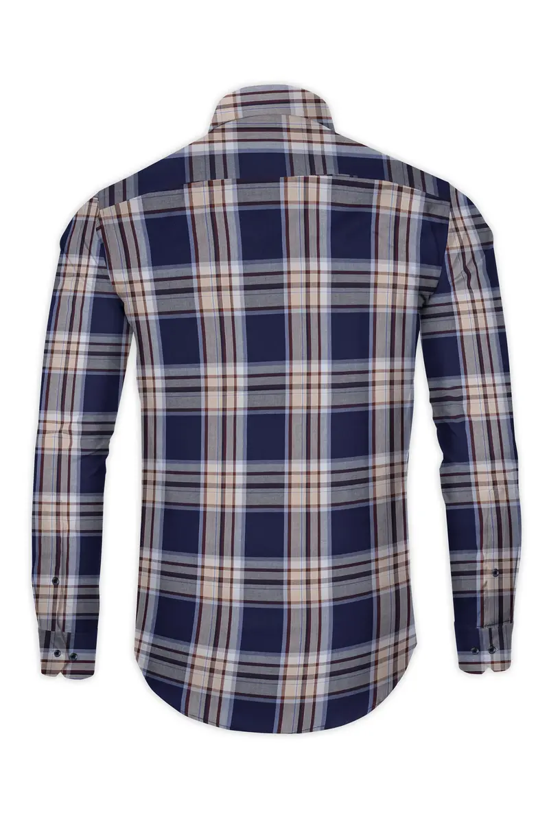 Ebony Clay Blue Plaid Twill Cotton Shirt 4