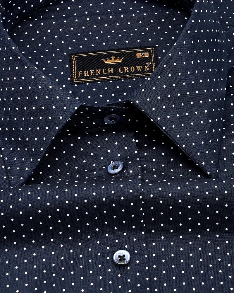 Ebony Clay Blue Polka Dots Premium Cotton Shirt 6