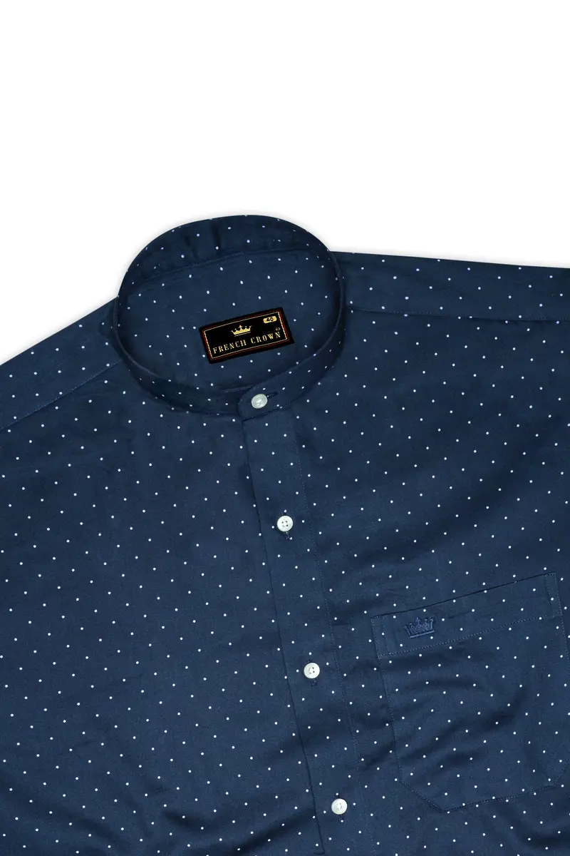 Ebony Clay Blue Polka Dots Printed Super Soft Premium Cotton Shirt 5