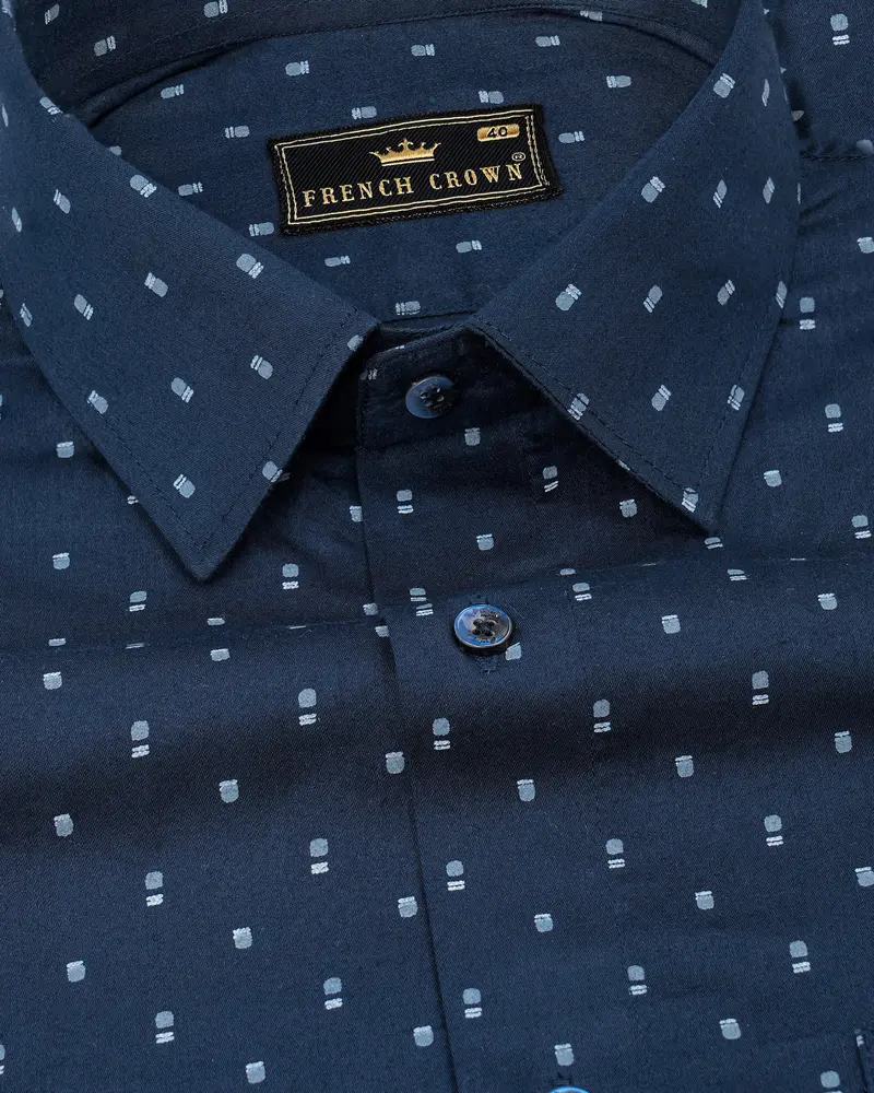 Ebony Clay Blue Printed Super Soft Premium Cotton Shirt 1