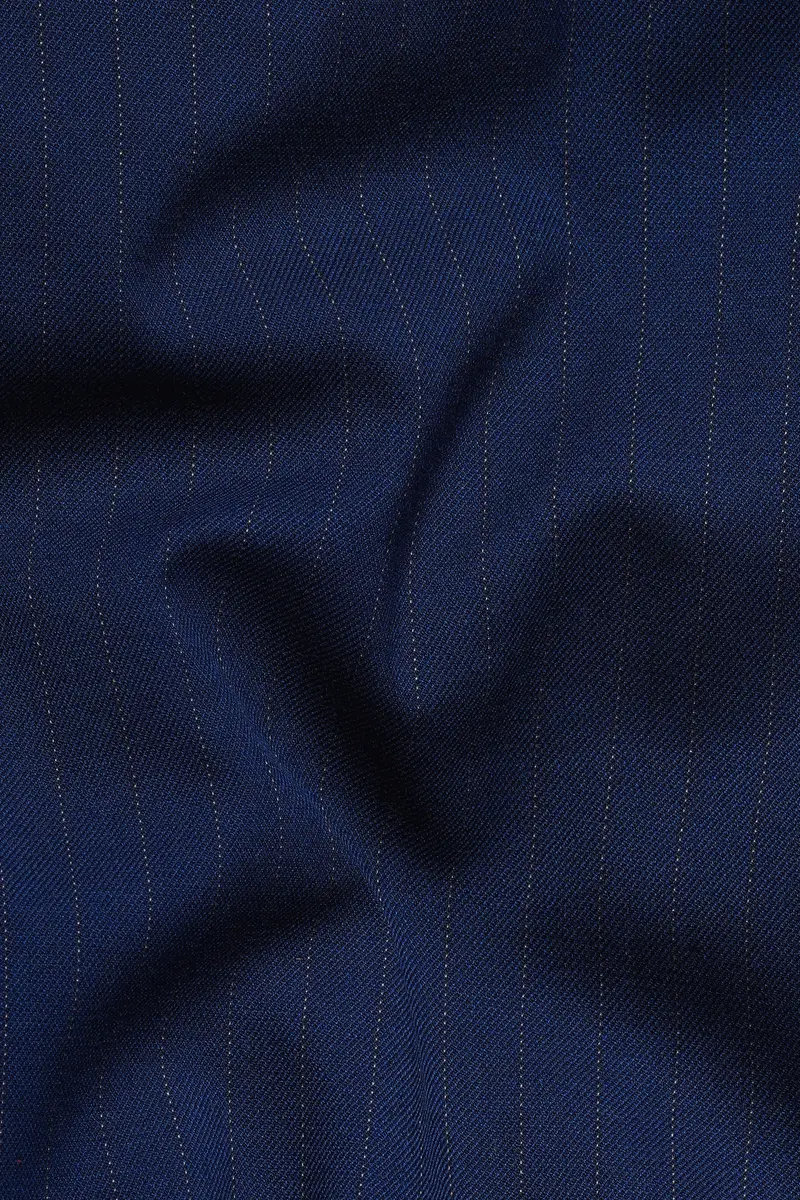 Ebony Clay Blue Striped Wool Rich Bandhgala Blazer 3