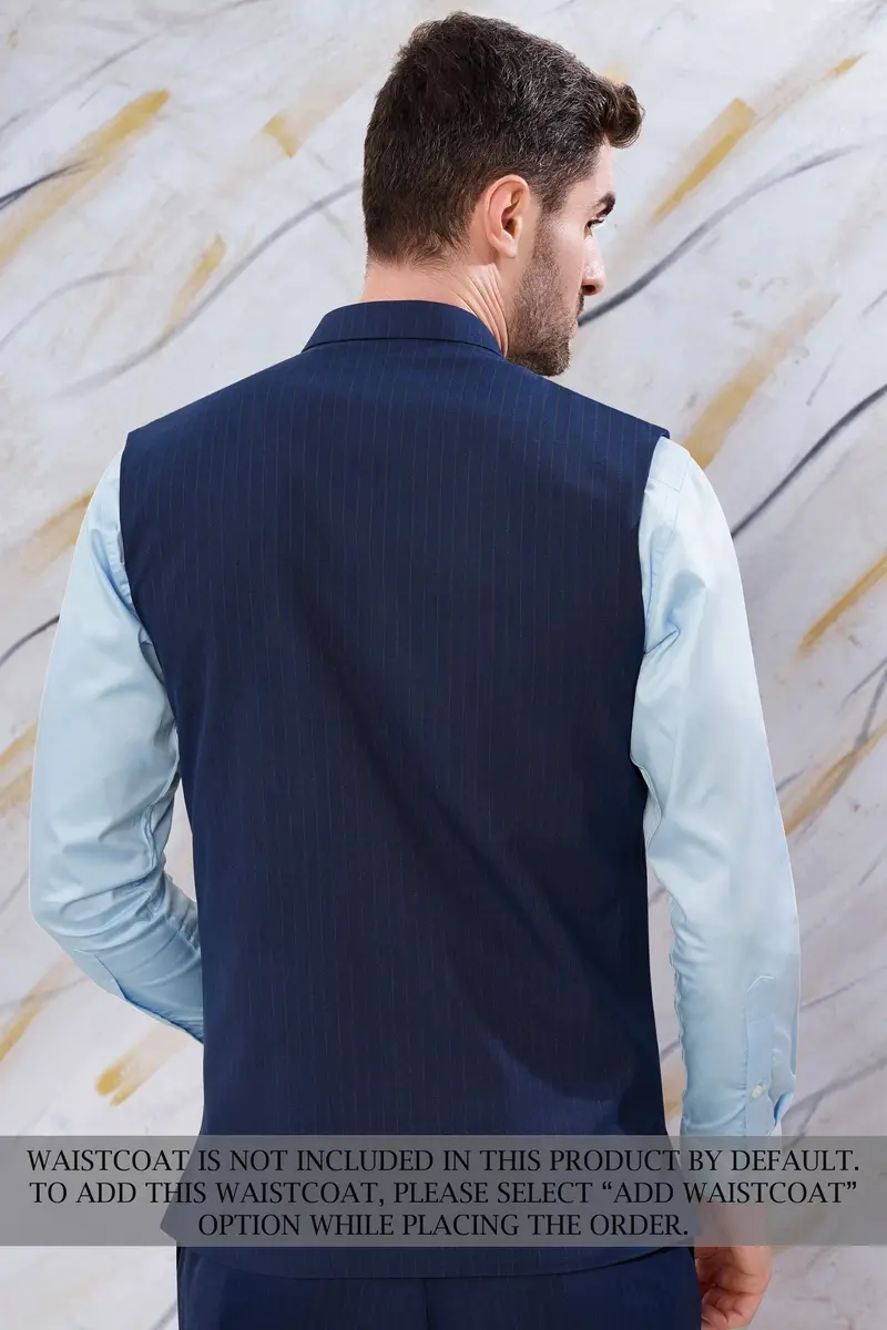 Ebony Clay Blue Striped Wool Rich Bandhgala Suit 10