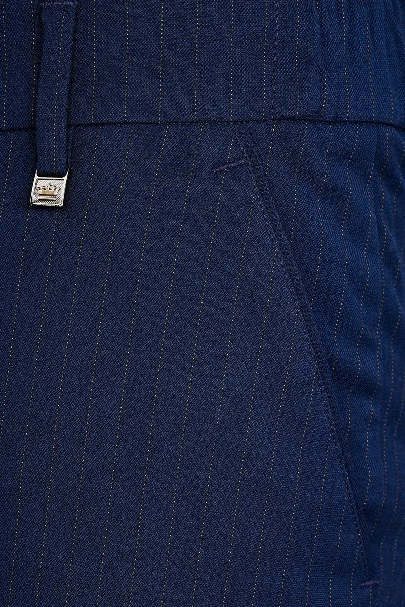 Ebony Clay Blue Striped Wool Rich Bandhgala Suit 14