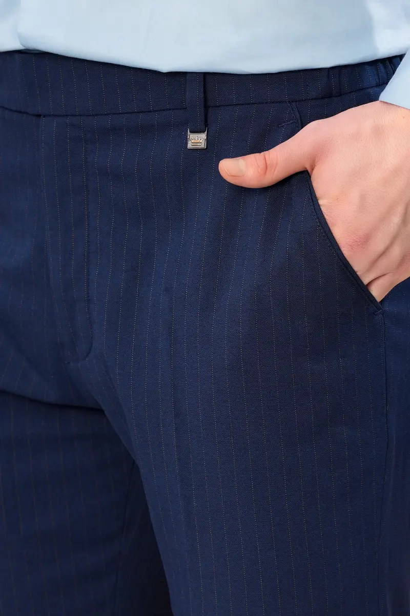 Ebony Clay Blue Striped Wool Rich Bandhgala Suit 7