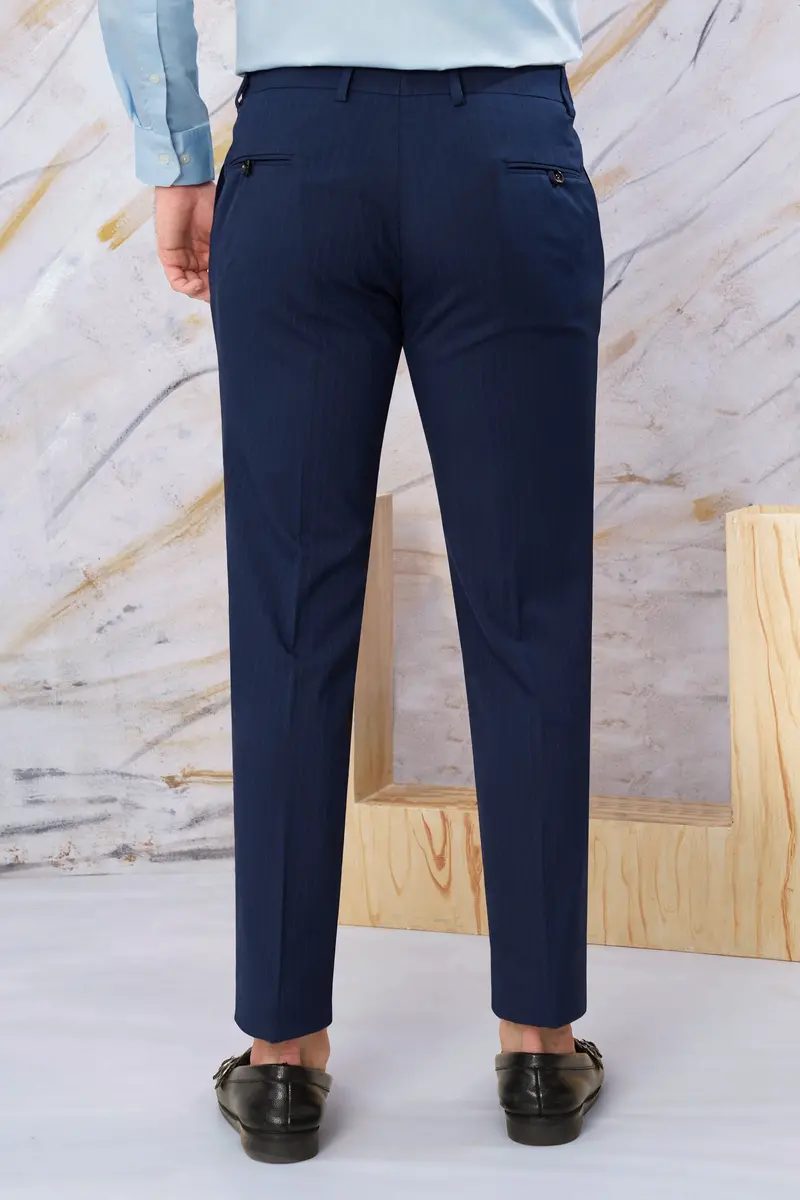 Ebony Clay Blue Striped Wool Rich Bandhgala Suit 8