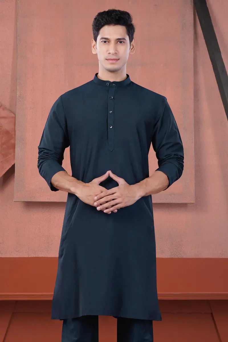 Ebony Clay Blue Subtle Sheen Viscose Kurta 2