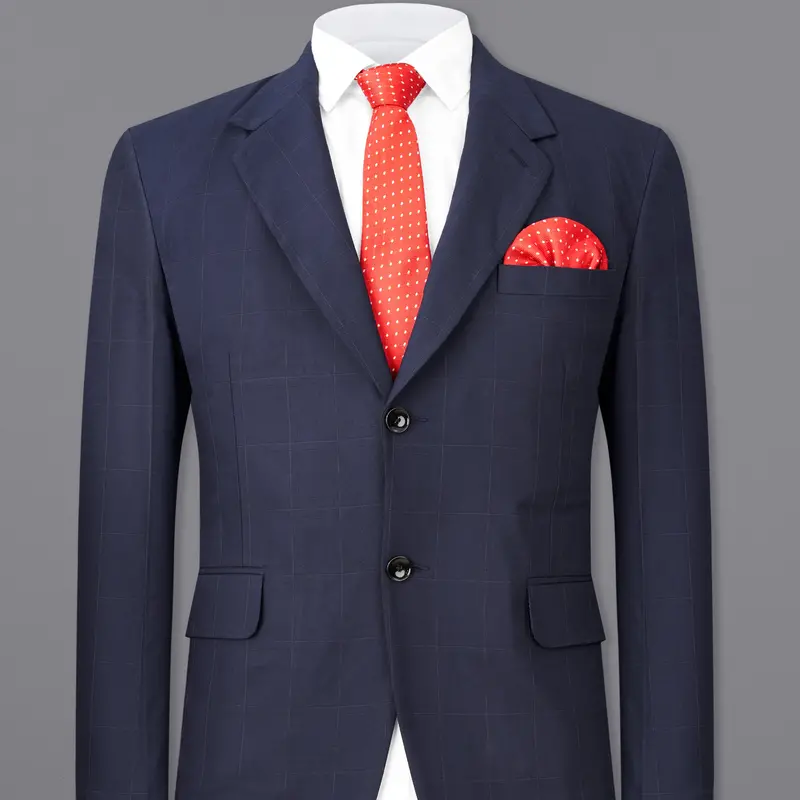 Ebony Clay Blue Subtle Windowpane Single Breasted Blazer 1
