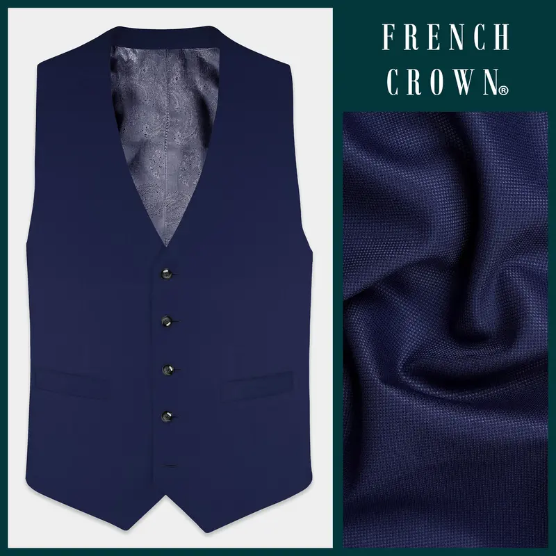 Ebony Clay Blue Textured Waistcoat 1