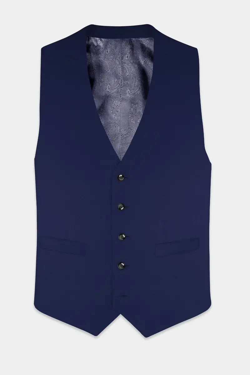 Ebony Clay Blue Textured Waistcoat 2