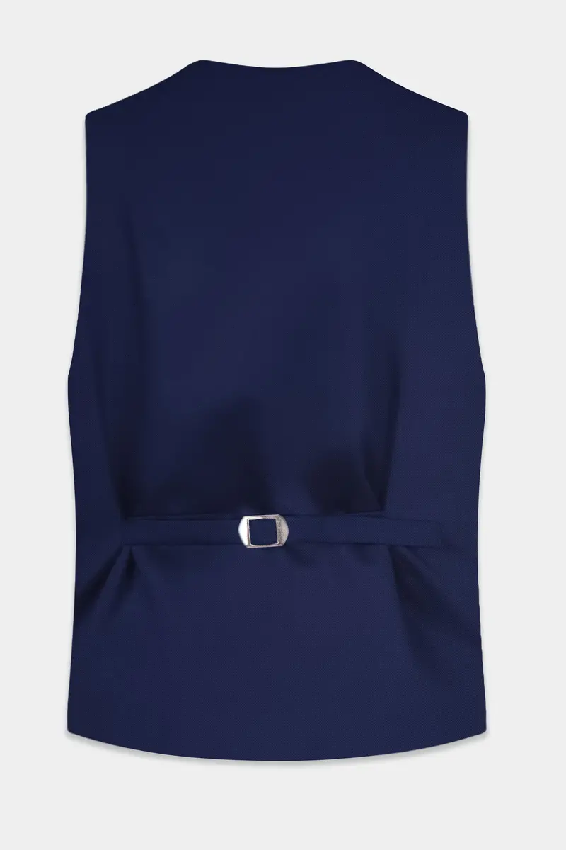 Ebony Clay Blue Textured Waistcoat 4