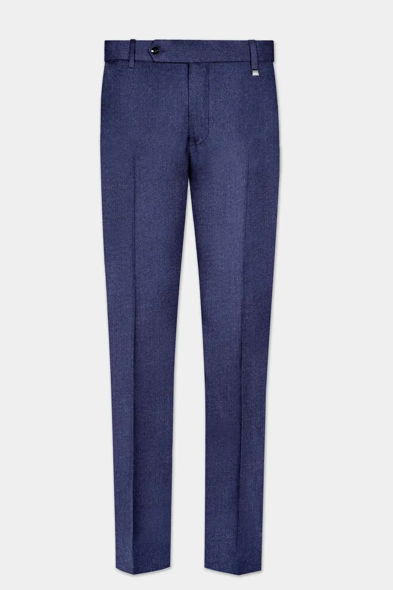 Ebony Clay Blue Textured Wool Blend Pant 2