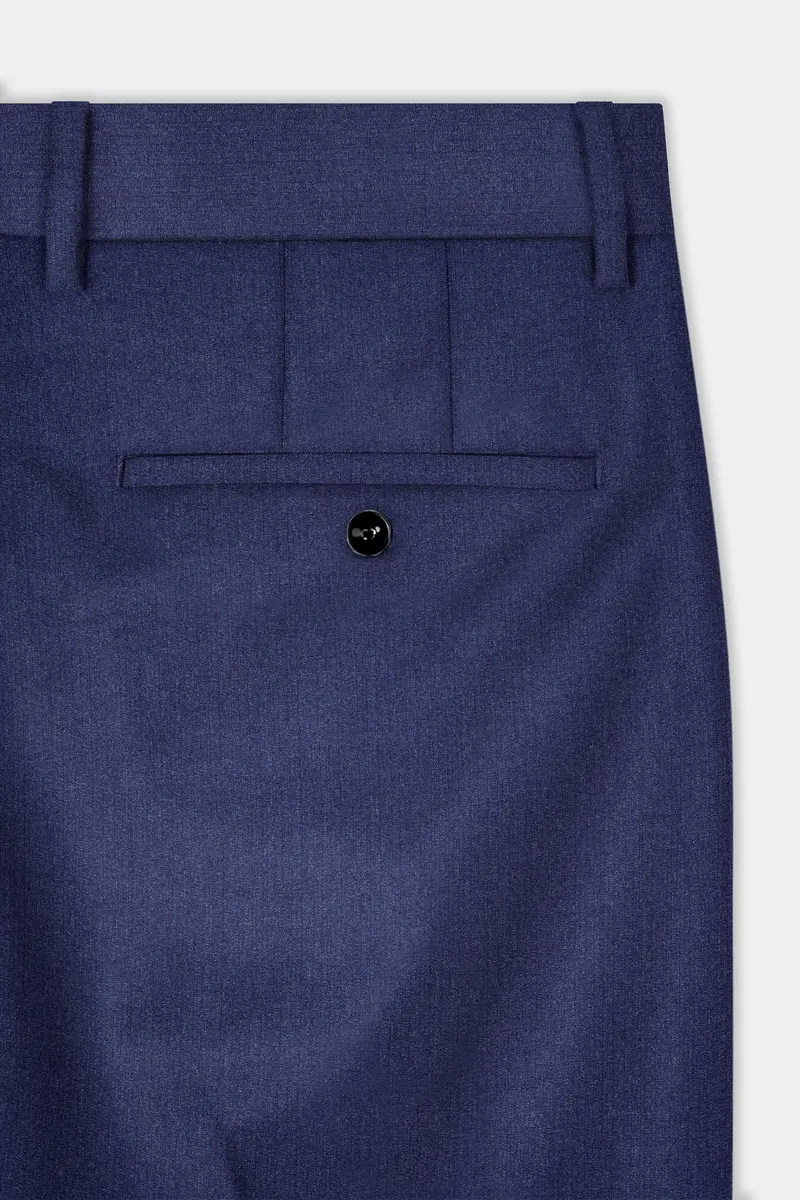 Ebony Clay Blue Textured Wool Blend Pant 6