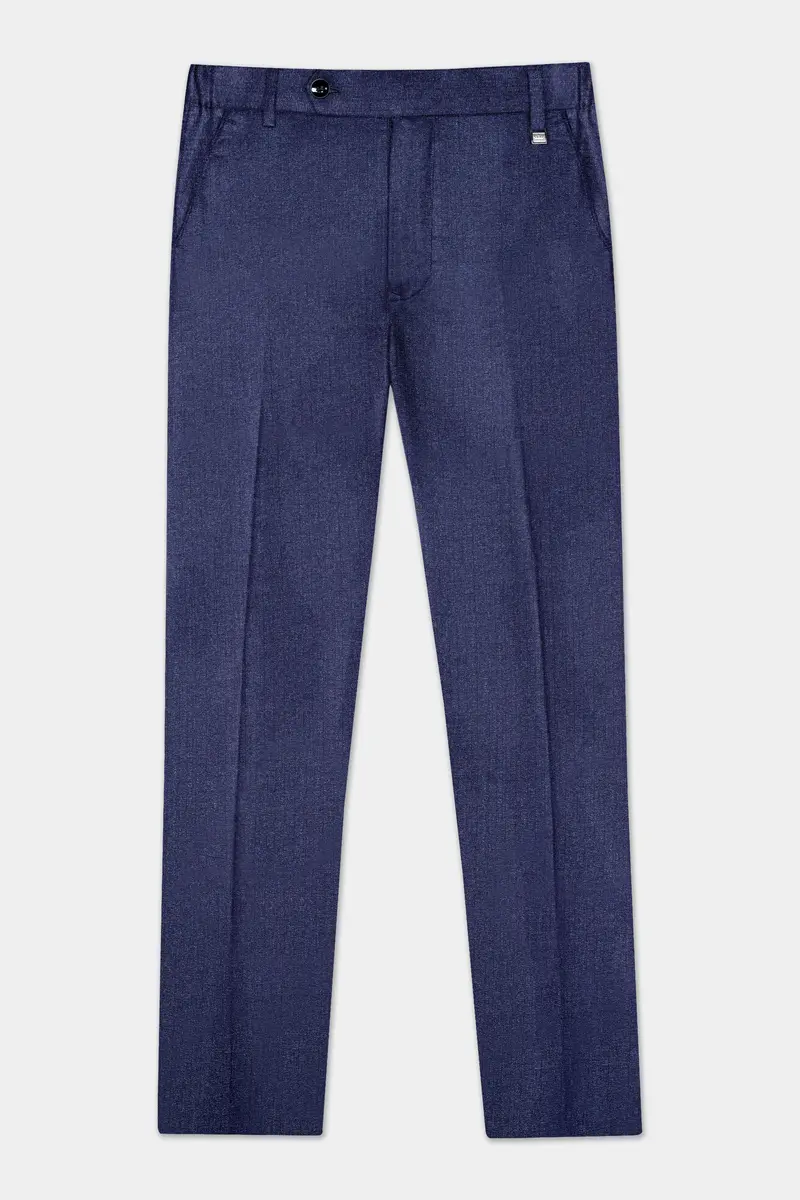 Ebony Clay Blue Textured Wool Blend Pant 7